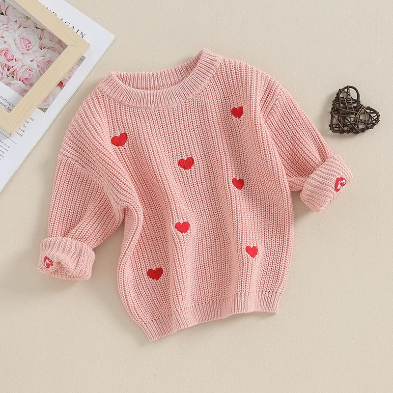 Love Heart Embroidery Knit